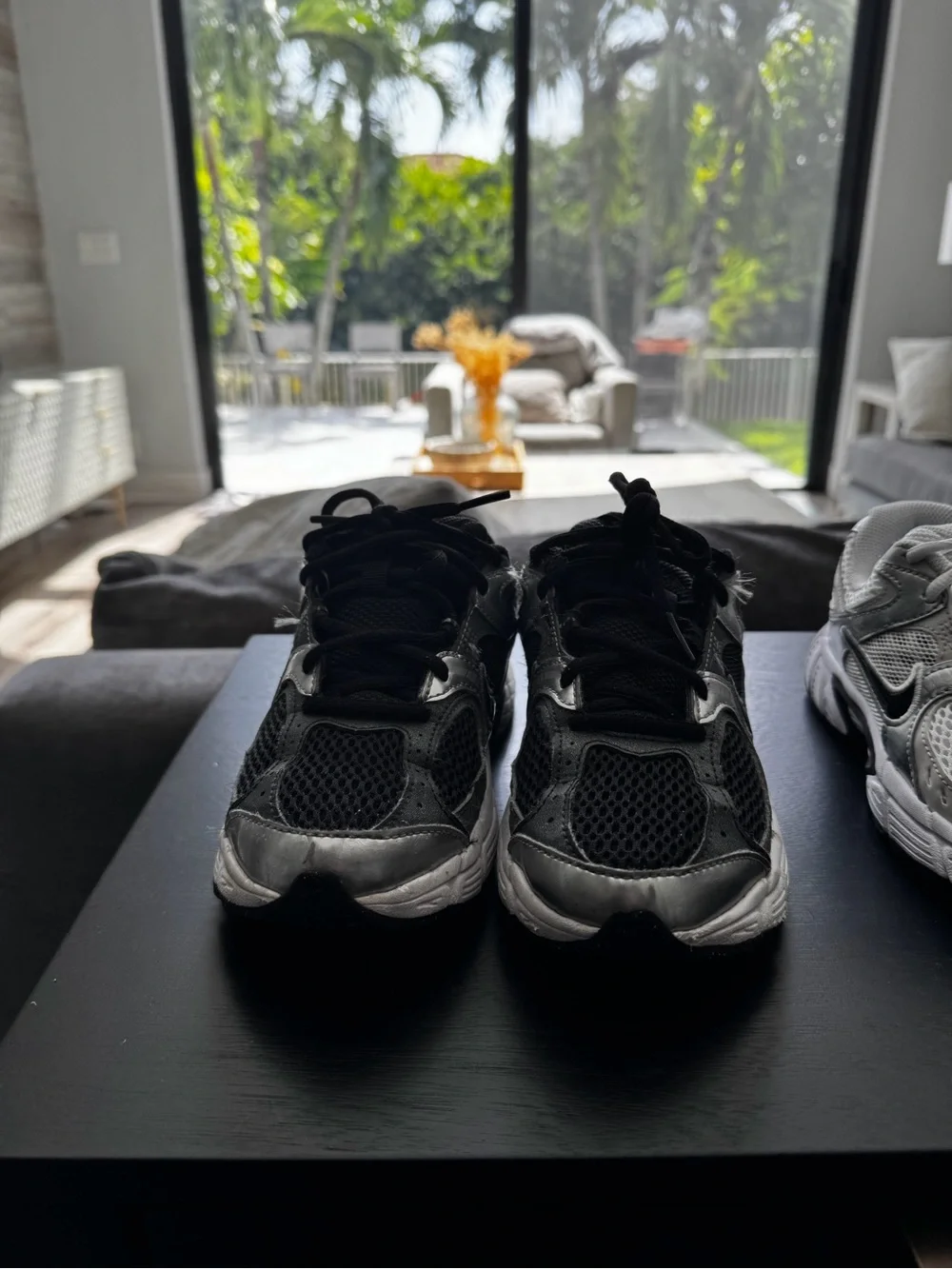 Nike Kids Black and Silver Mesh Running Sneakers